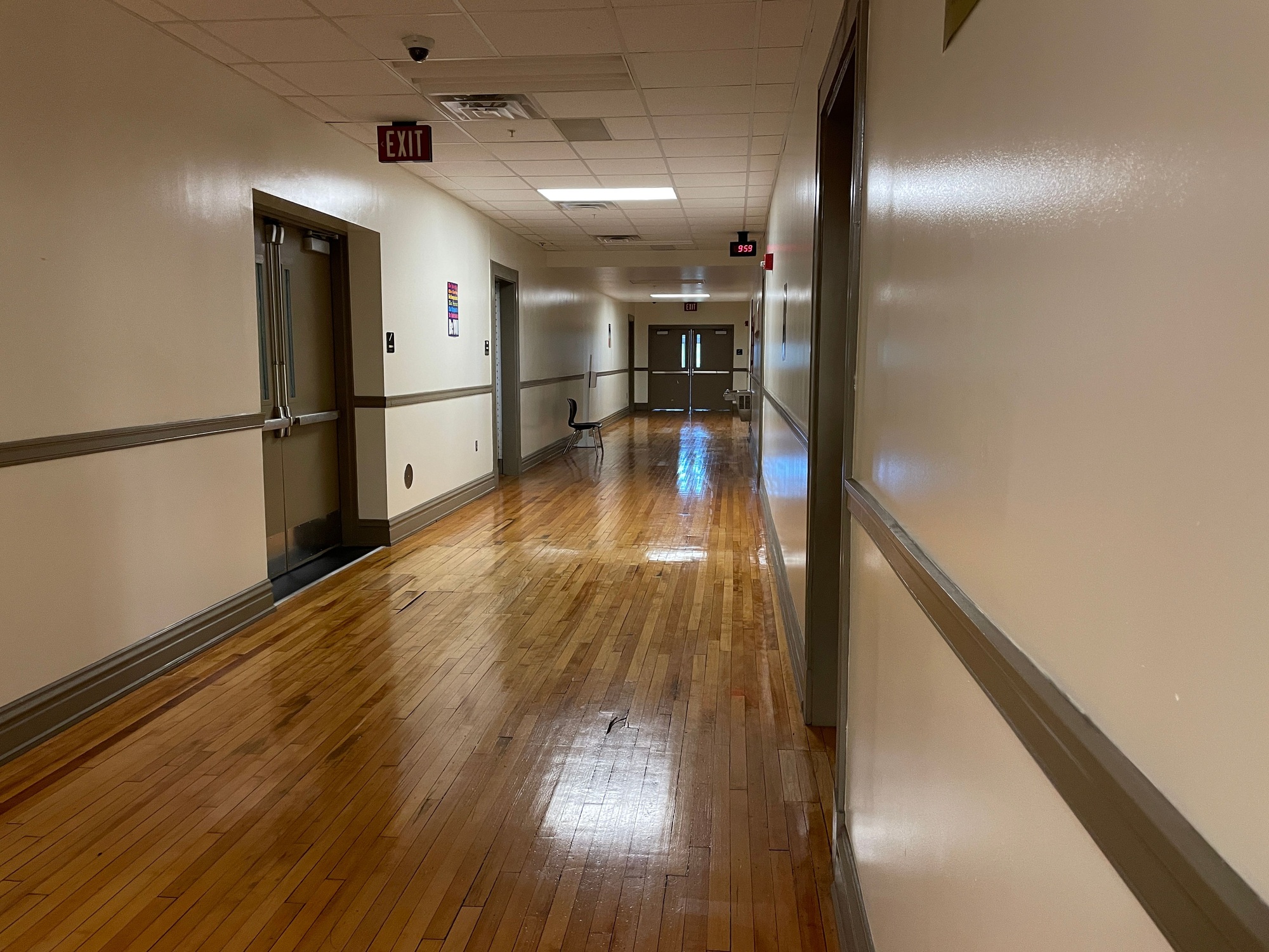 Vintage interior school renovated walls and floor